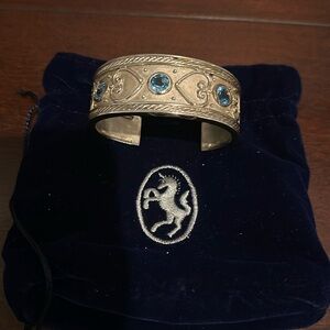 Solid Sterling Silver cuff with genuine stones